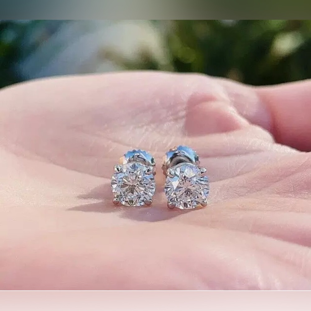4.00 Ct Round Cut VVS1/D Lab Created Stud Earrings 14k White Gold 8mm Sc…